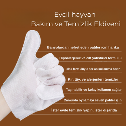 Çift Taraflı Evcil Hayvan Temizlik ve Bakım Eldiveni
